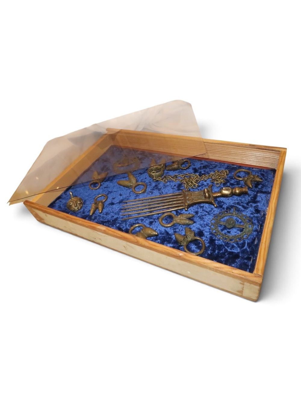 Antique Brass African Heirloom Collection & Framed Display Box